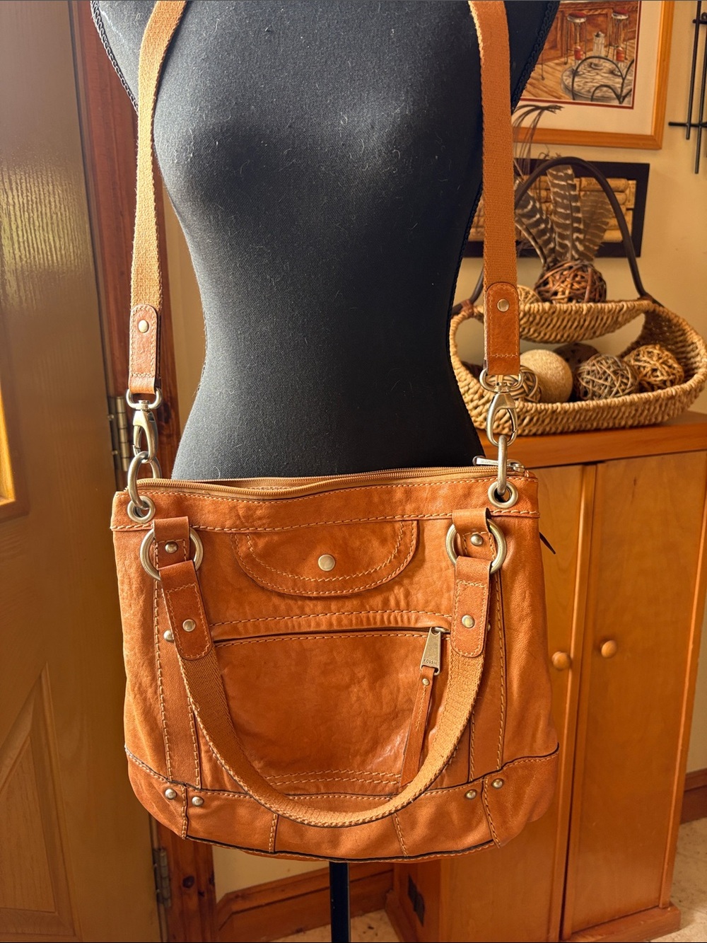 NWOT Fossil Tan Leather Bag